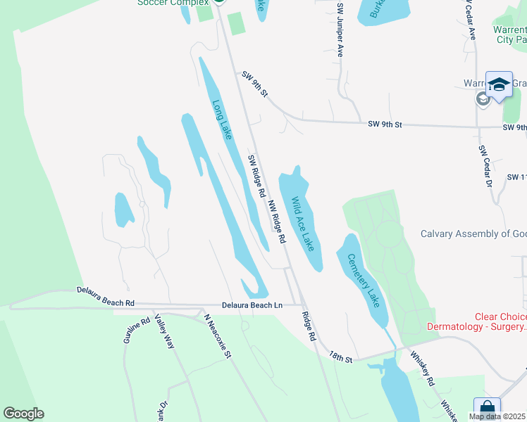 map of restaurants, bars, coffee shops, grocery stores, and more near 1229 Southwest Ridge Road in Warrenton