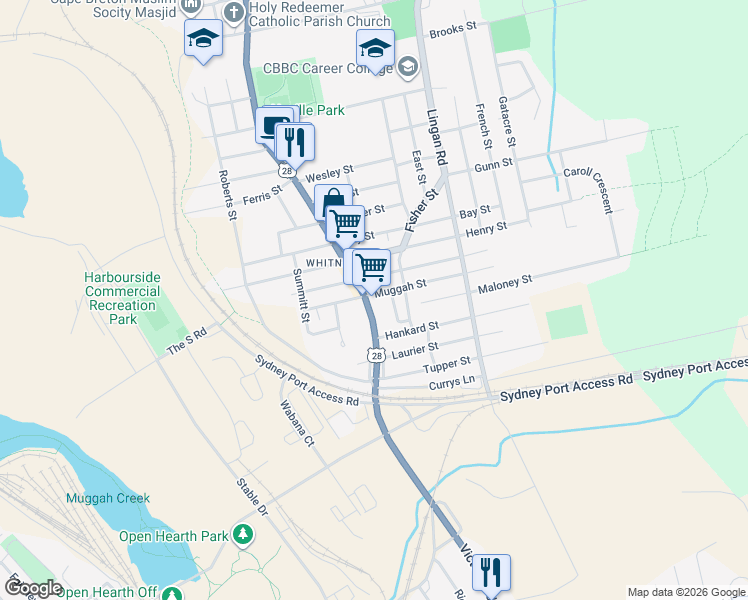 map of restaurants, bars, coffee shops, grocery stores, and more near 652 Victoria Road in Sydney
