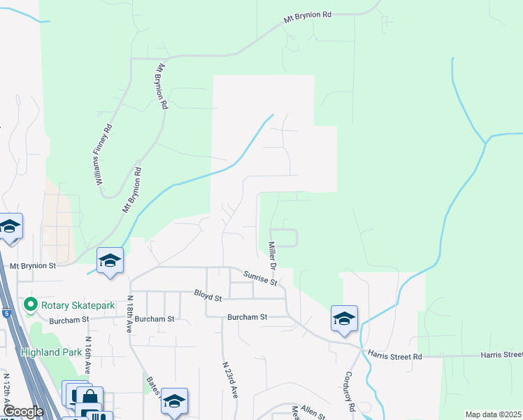 map of restaurants, bars, coffee shops, grocery stores, and more near 1410 Graham Drive in Kelso