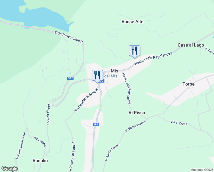 map of restaurants, bars, coffee shops, grocery stores, and more near 125 Nucleo Mis Regolanova in Mis