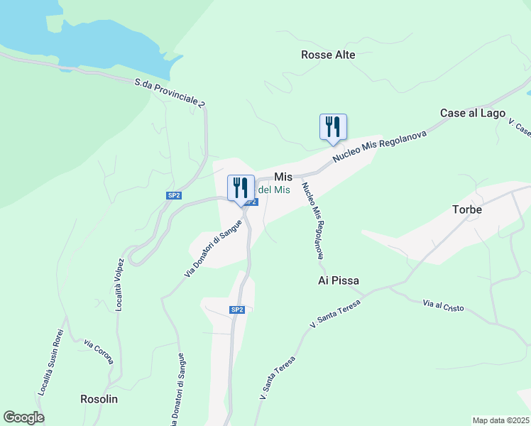 map of restaurants, bars, coffee shops, grocery stores, and more near 125 Nucleo Mis Regolanova in Mis