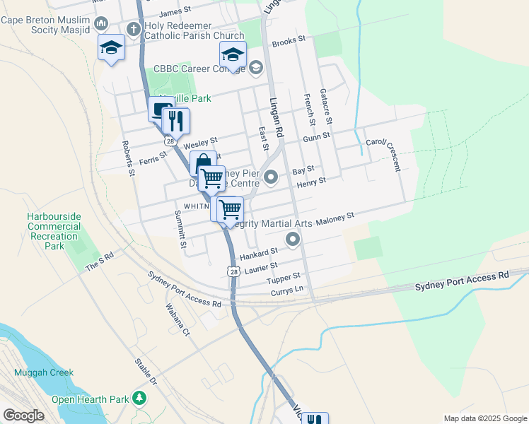 map of restaurants, bars, coffee shops, grocery stores, and more near 196 Mount Pleasant Street in Sydney
