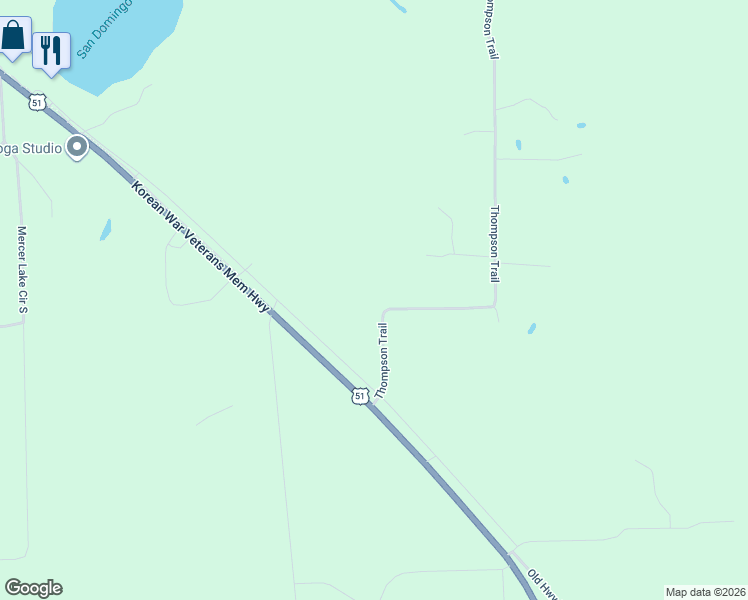 map of restaurants, bars, coffee shops, grocery stores, and more near 4845 Thompson Trail in Mercer