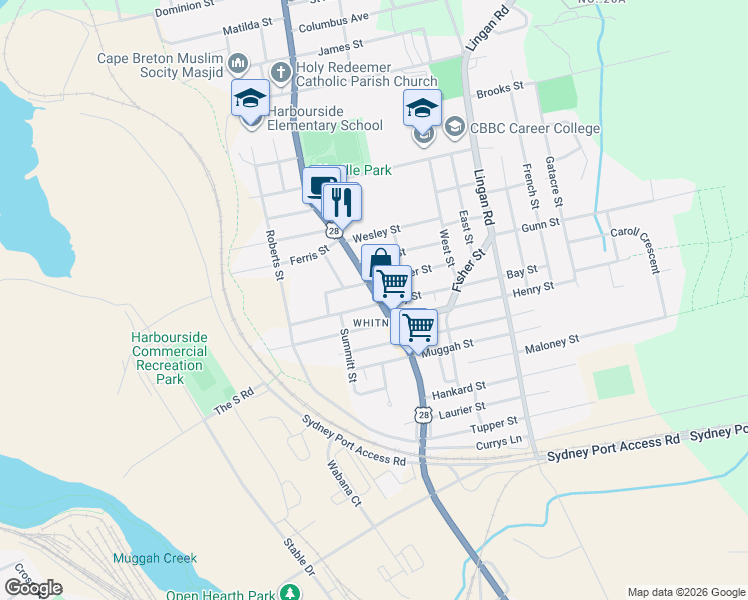 map of restaurants, bars, coffee shops, grocery stores, and more near 162 Webster Street in Sydney