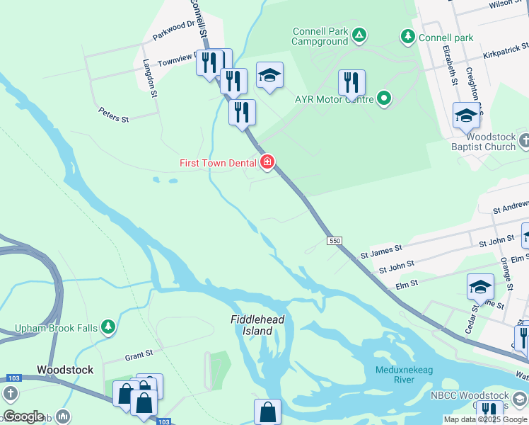 map of restaurants, bars, coffee shops, grocery stores, and more near 120 Harley Street in Woodstock