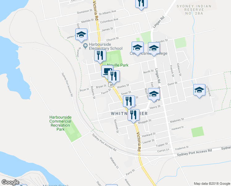 map of restaurants, bars, coffee shops, grocery stores, and more near 841 Victoria Road in Sydney