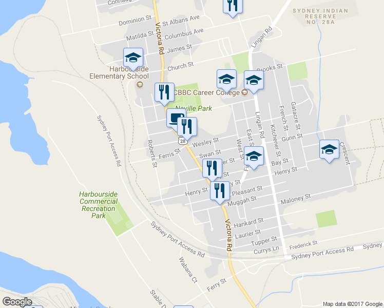 map of restaurants, bars, coffee shops, grocery stores, and more near 839 Victoria Road in Sydney