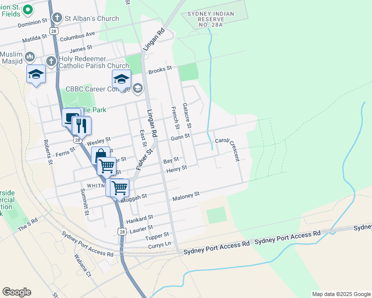 map of restaurants, bars, coffee shops, grocery stores, and more near 36 French Street in Sydney