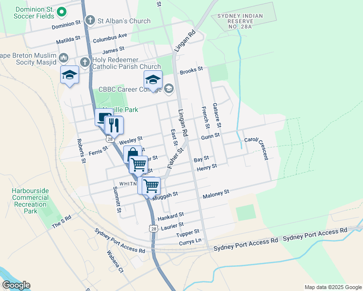 map of restaurants, bars, coffee shops, grocery stores, and more near 101 Fisher Street in Sydney