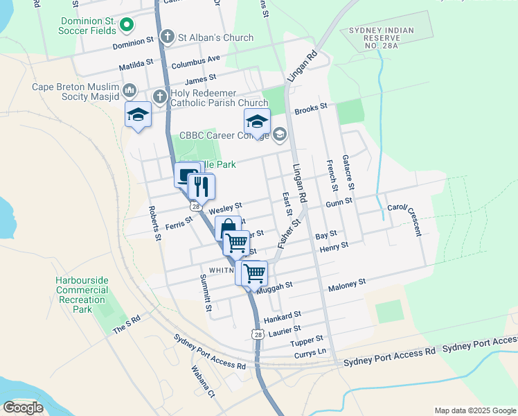 map of restaurants, bars, coffee shops, grocery stores, and more near 84 Wesley Street in Sydney