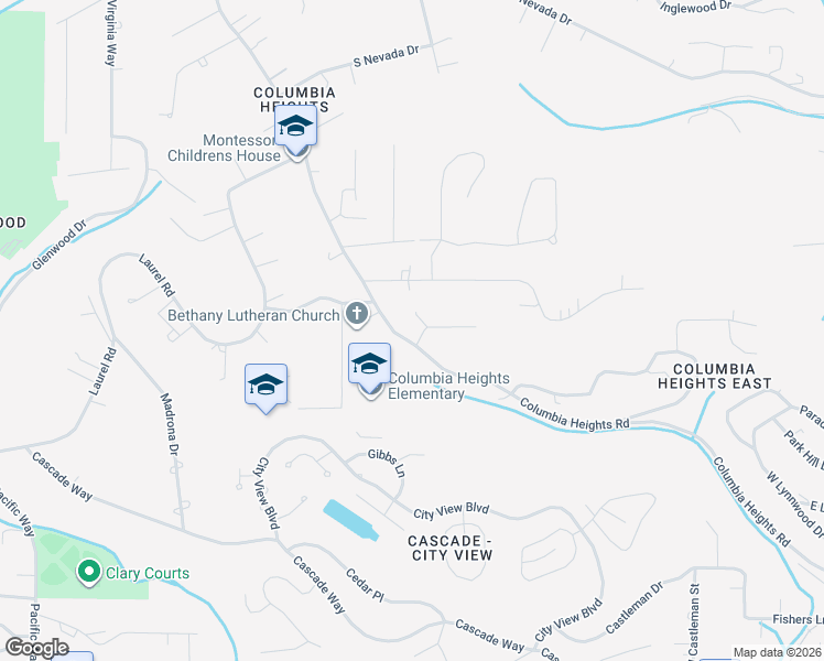 map of restaurants, bars, coffee shops, grocery stores, and more near 958 Cascade Drive in Longview