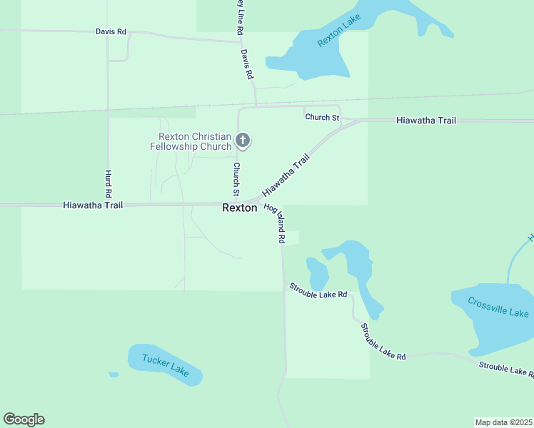map of restaurants, bars, coffee shops, grocery stores, and more near 7621 Hog Island Road in Naubinway