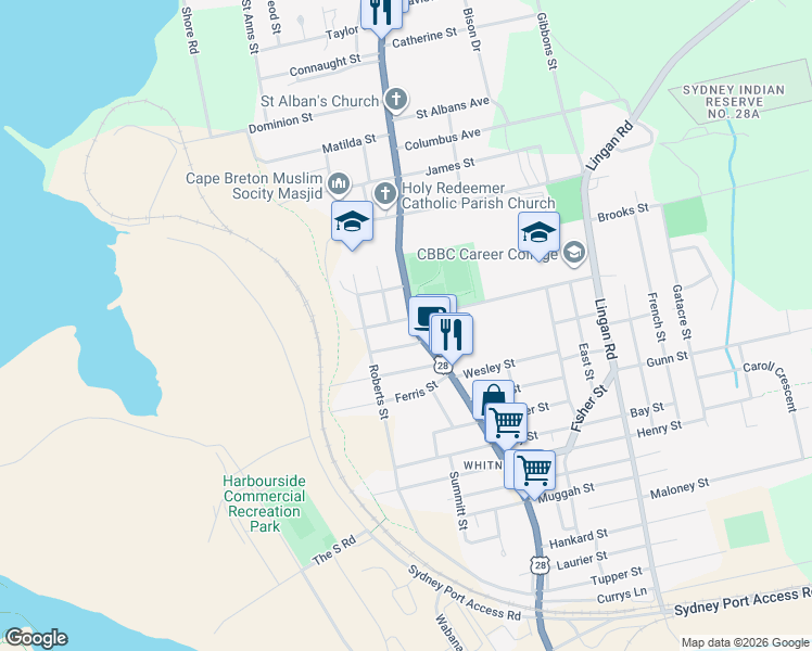 map of restaurants, bars, coffee shops, grocery stores, and more near 971 Victoria Road in Sydney