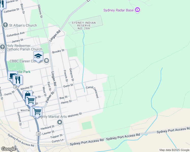 map of restaurants, bars, coffee shops, grocery stores, and more near 75 LXS Lane in Sydney