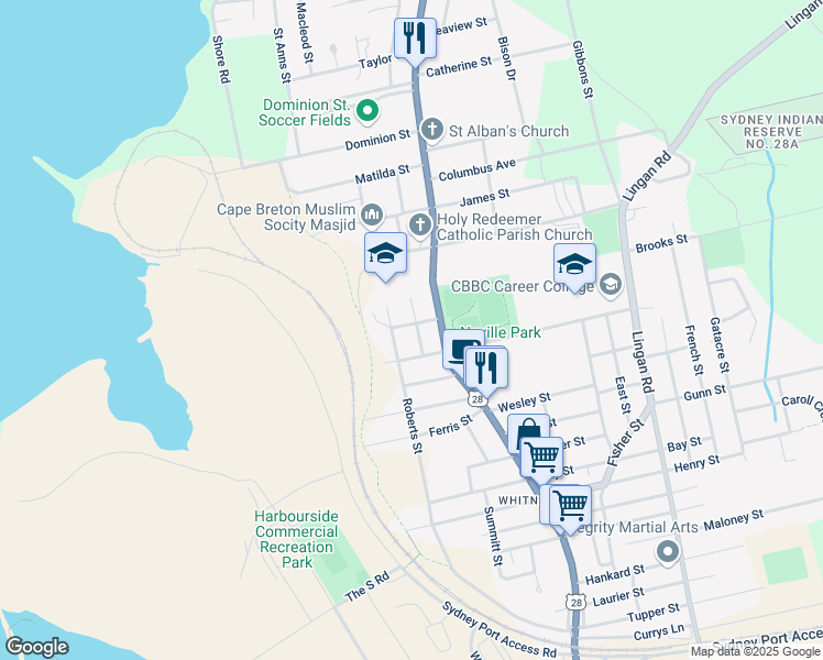 map of restaurants, bars, coffee shops, grocery stores, and more near 27 Cameron Street in Sydney