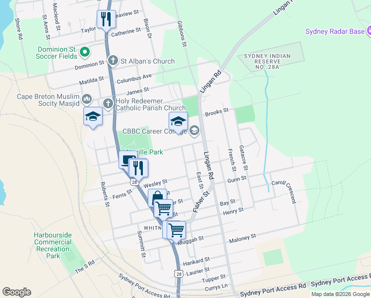 map of restaurants, bars, coffee shops, grocery stores, and more near 162 West Street in Sydney