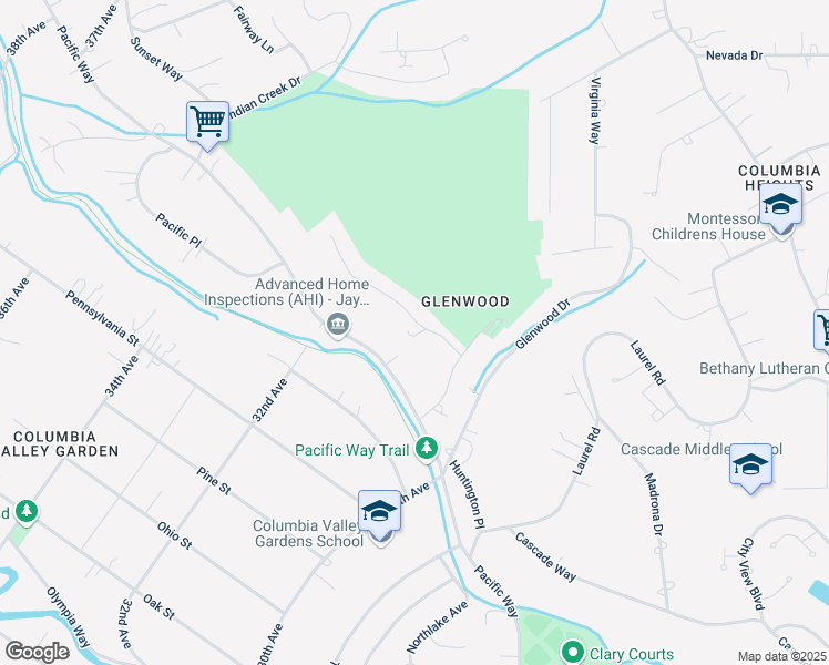 map of restaurants, bars, coffee shops, grocery stores, and more near 3143 Wildwood Drive in Longview