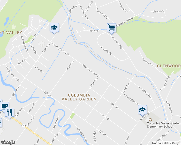map of restaurants, bars, coffee shops, grocery stores, and more near 3425 Pennsylvania Street in Longview