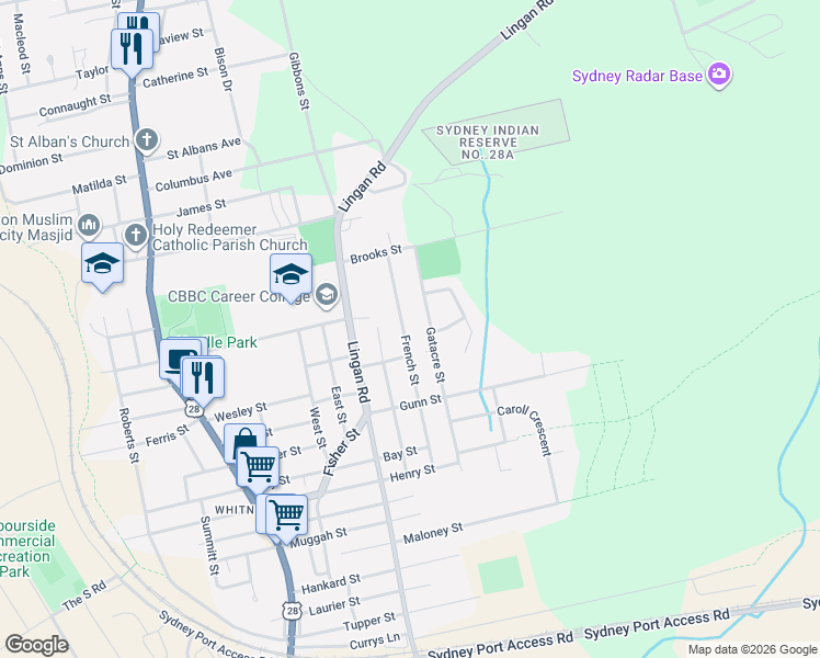 map of restaurants, bars, coffee shops, grocery stores, and more near 112 French Street in Sydney