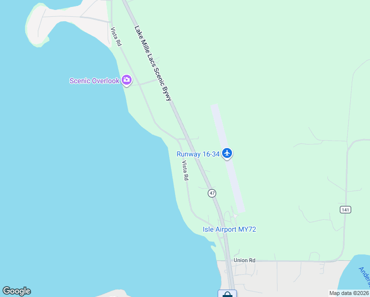 map of restaurants, bars, coffee shops, grocery stores, and more near 42491 Vista Road in Isle