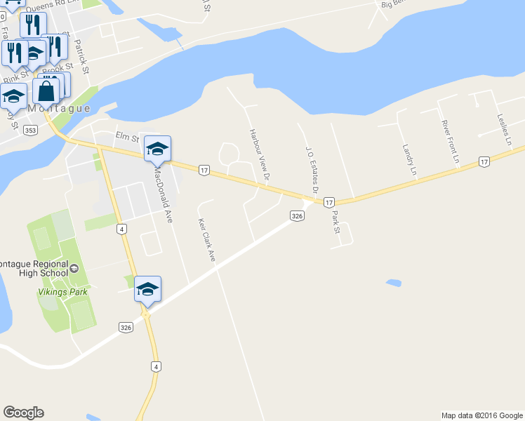 map of restaurants, bars, coffee shops, grocery stores, and more near 9 Donald MacLeod Drive in Montague