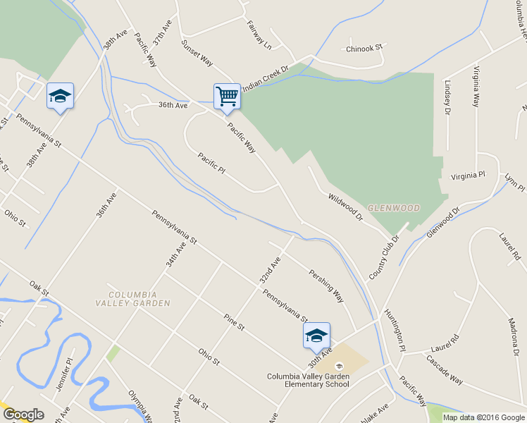 map of restaurants, bars, coffee shops, grocery stores, and more near 7 Pacific Place in Longview
