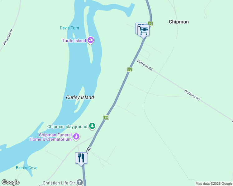 map of restaurants, bars, coffee shops, grocery stores, and more near 548 Main Street in Chipman