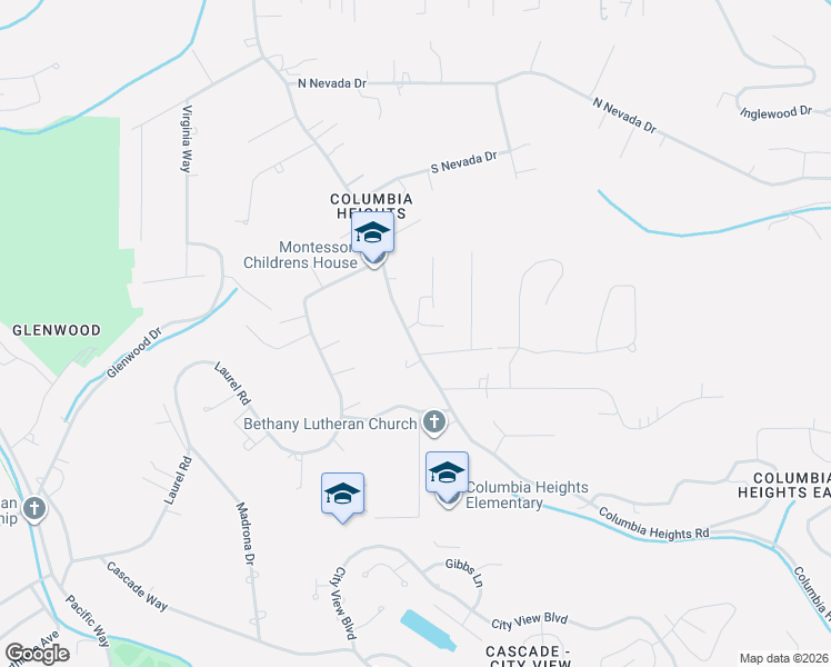 map of restaurants, bars, coffee shops, grocery stores, and more near 3102 Columbia Heights Road in Longview