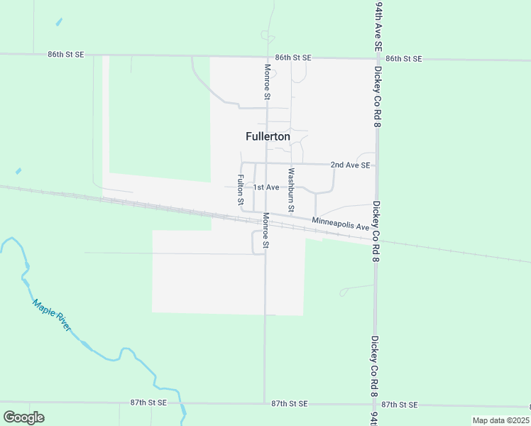 map of restaurants, bars, coffee shops, grocery stores, and more near Monroe Street in Fullerton