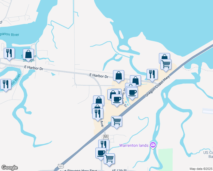 map of restaurants, bars, coffee shops, grocery stores, and more near 230 Marlin Avenue in Warrenton