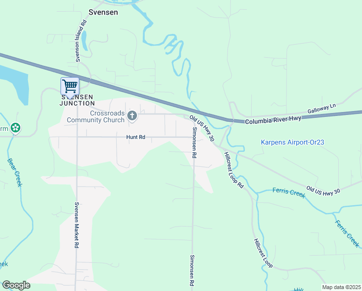 map of restaurants, bars, coffee shops, grocery stores, and more near 92828 Simonsen Road in Astoria