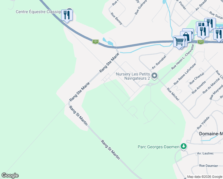 map of restaurants, bars, coffee shops, grocery stores, and more near 1361 Rue Girard in Lanaudière