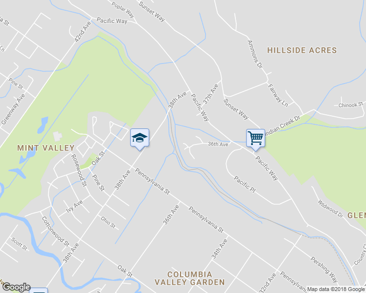 map of restaurants, bars, coffee shops, grocery stores, and more near 2755 36th Avenue in Longview