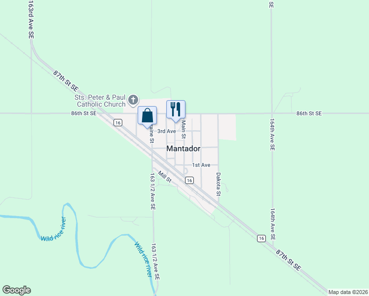 map of restaurants, bars, coffee shops, grocery stores, and more near 2nd Avenue in Mantador