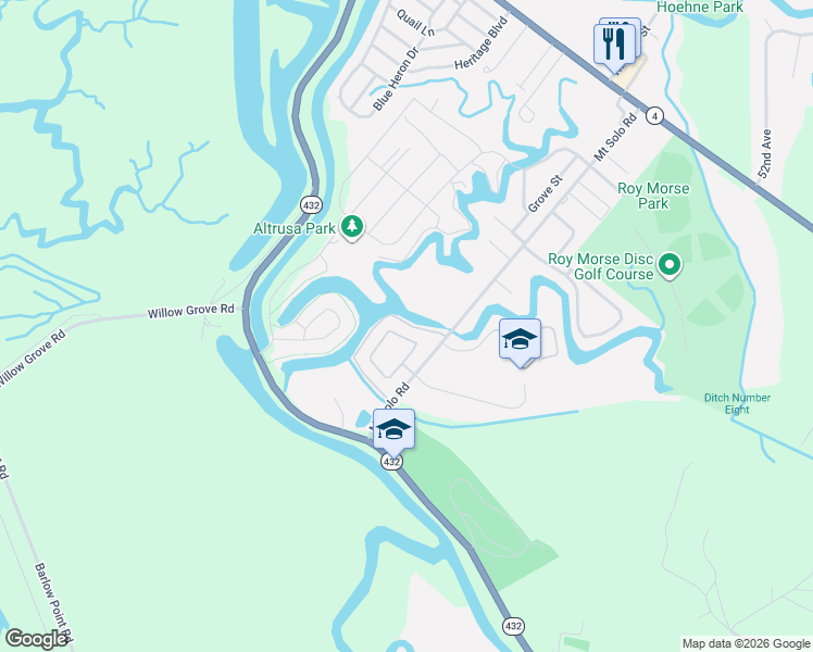 map of restaurants, bars, coffee shops, grocery stores, and more near 41 Willow Pointe Loop in Longview