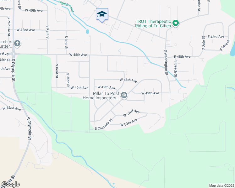 map of restaurants, bars, coffee shops, grocery stores, and more near 4901 South Dayton Place in Kennewick