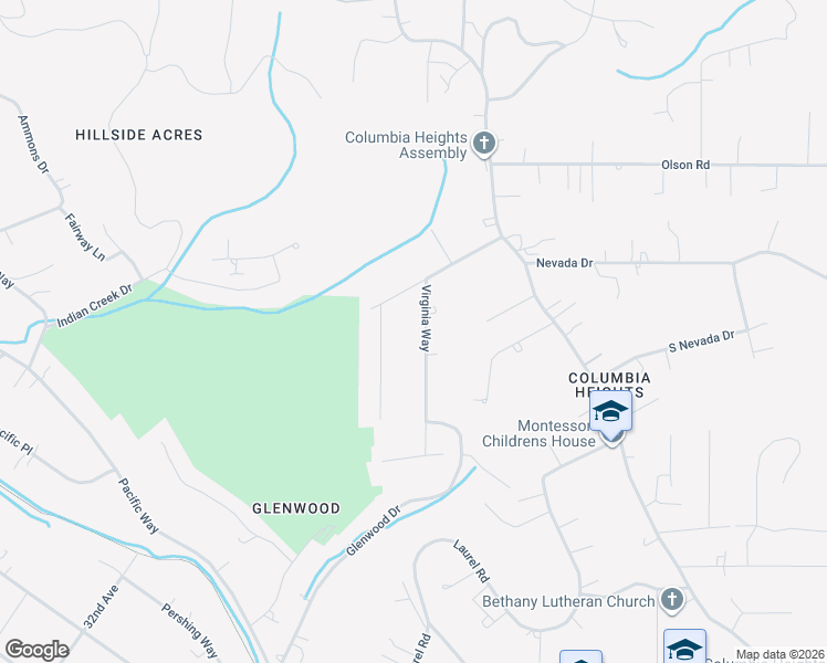 map of restaurants, bars, coffee shops, grocery stores, and more near 3225 Virginia Way in Longview