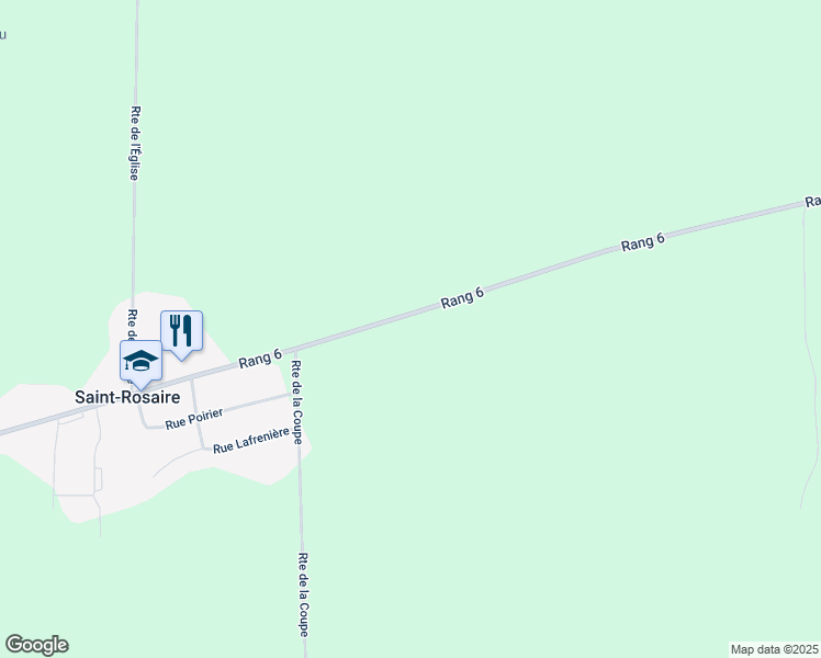 map of restaurants, bars, coffee shops, grocery stores, and more near 216-342 6e Rang in Saint-Rosaire