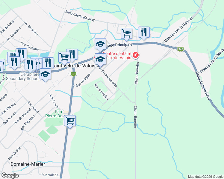 map of restaurants, bars, coffee shops, grocery stores, and more near 2020 Place des Jardins in Lanaudière