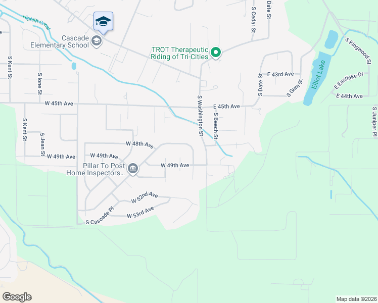 map of restaurants, bars, coffee shops, grocery stores, and more near 8 West 48th Avenue in Kennewick