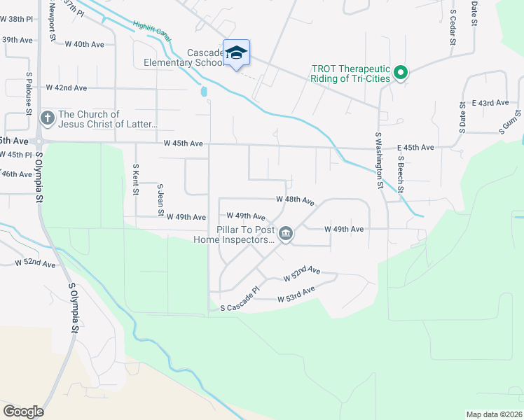 map of restaurants, bars, coffee shops, grocery stores, and more near 404 West 48th Avenue in Kennewick