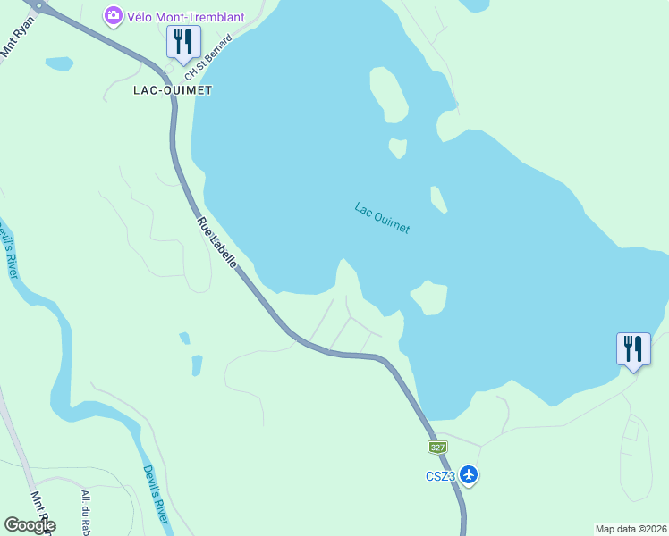 map of restaurants, bars, coffee shops, grocery stores, and more near 134 Chemin Dorken in Mont-Tremblant