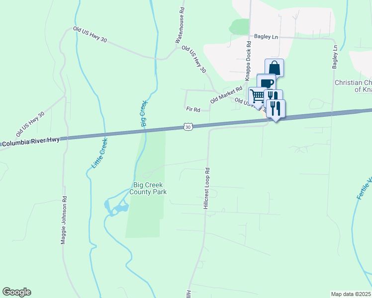 map of restaurants, bars, coffee shops, grocery stores, and more near 42001 Big Creek Park Road in Astoria