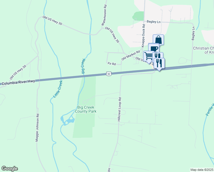 map of restaurants, bars, coffee shops, grocery stores, and more near 42001 Big Creek Park Road in Astoria