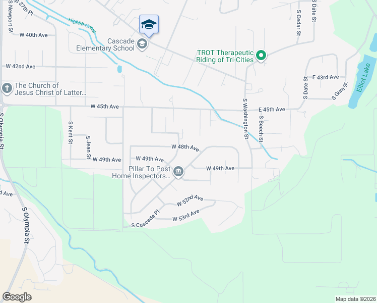 map of restaurants, bars, coffee shops, grocery stores, and more near 308 West 48th Avenue in Kennewick