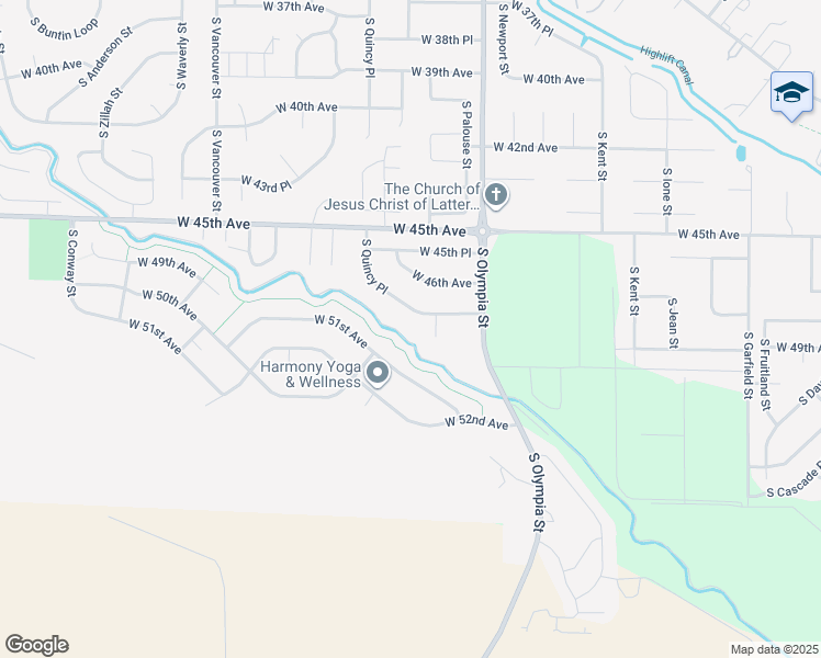 map of restaurants, bars, coffee shops, grocery stores, and more near 4624 South Quincy Place in Kennewick
