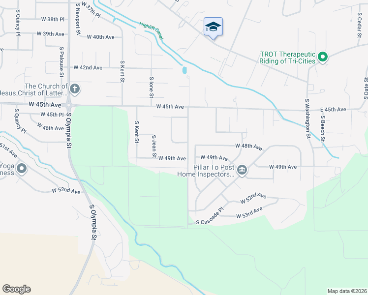 map of restaurants, bars, coffee shops, grocery stores, and more near 706 West 48th Avenue in Kennewick