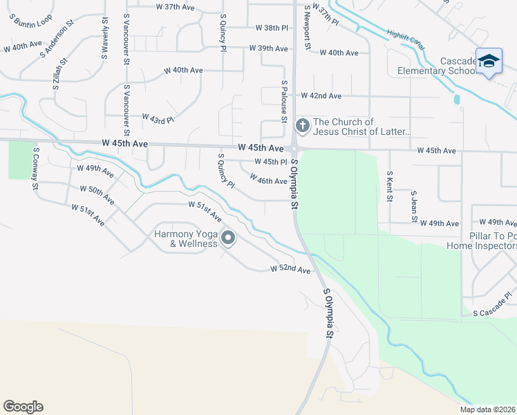map of restaurants, bars, coffee shops, grocery stores, and more near 4624 West Quincy Place in Kennewick