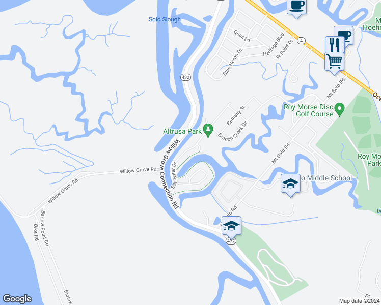 map of restaurants, bars, coffee shops, grocery stores, and more near 1828 Schneiter Drive in Longview