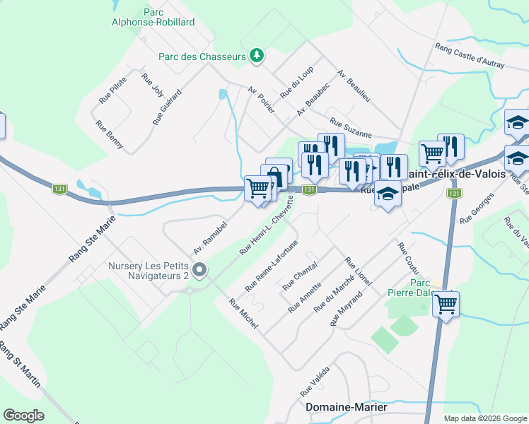 map of restaurants, bars, coffee shops, grocery stores, and more near 3100 Rue Henri-L.-Chevrette in Saint-Félix-de-Valois